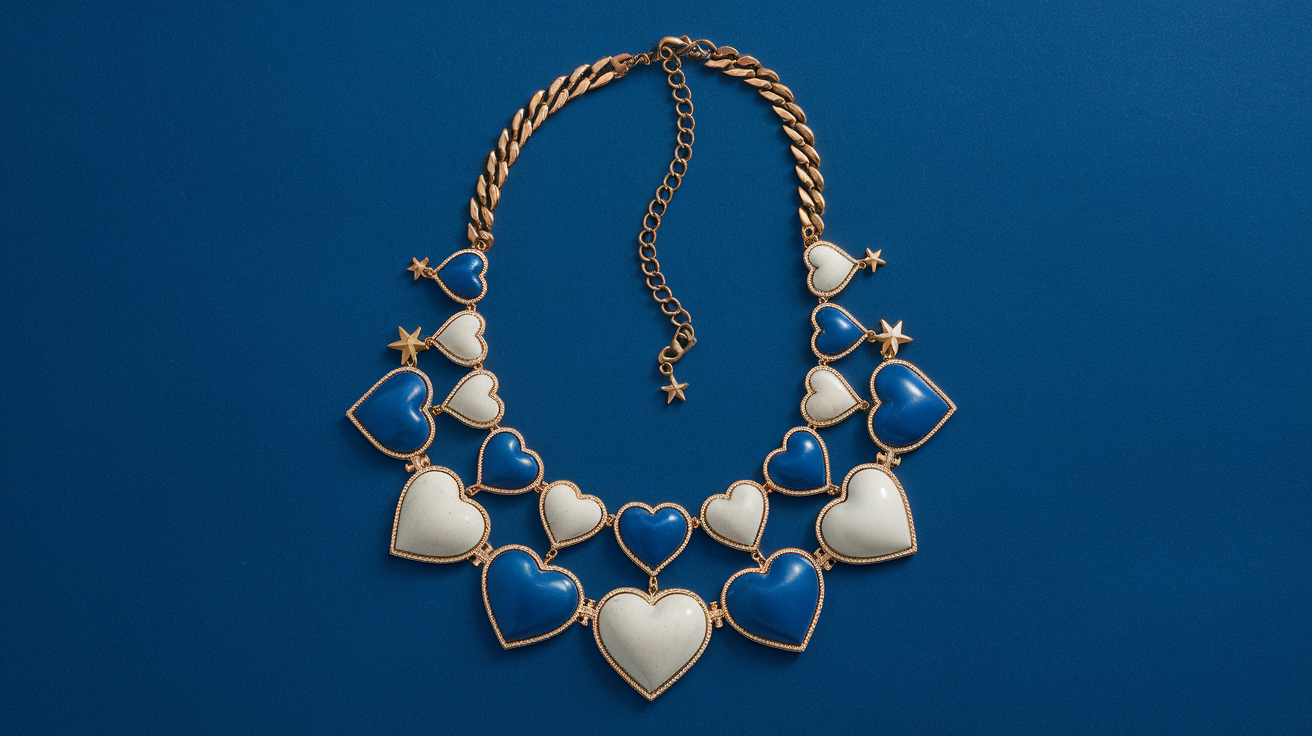 Vintage Mary DiMarco Hearts Necklace Blue